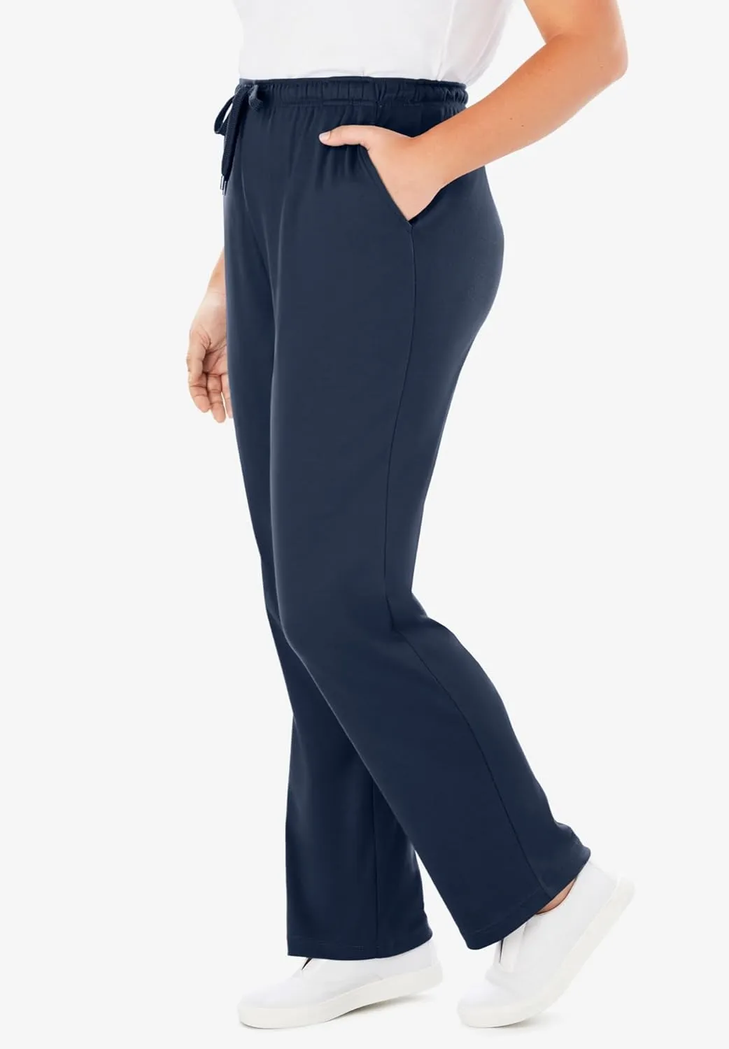 Woman Within Women's Plus Size Sport Knit Straight Leg Pant