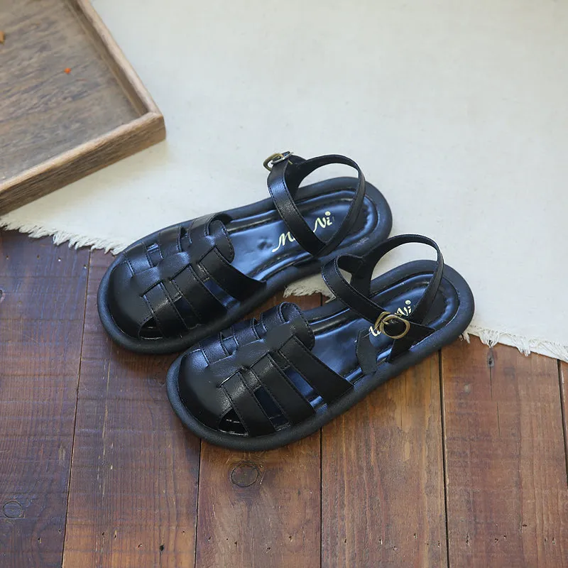Women Casual Handcraft Plaited Leather Flat Summer Sandals