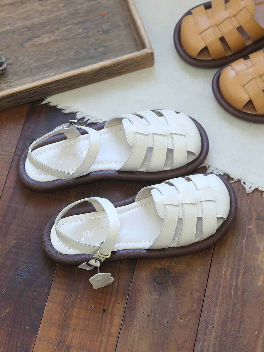 Women Casual Handcraft Plaited Leather Flat Summer Sandals