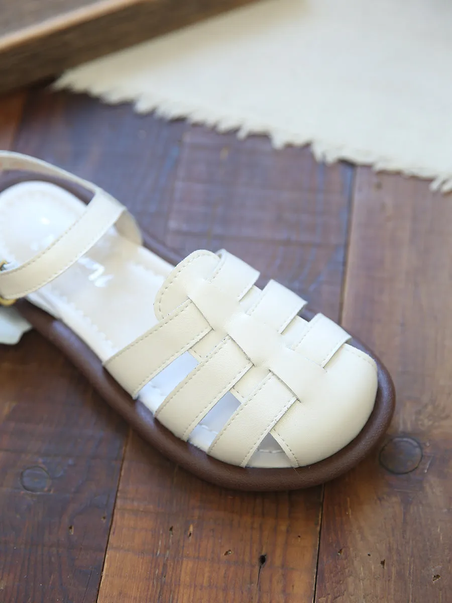 Women Casual Handcraft Plaited Leather Flat Summer Sandals