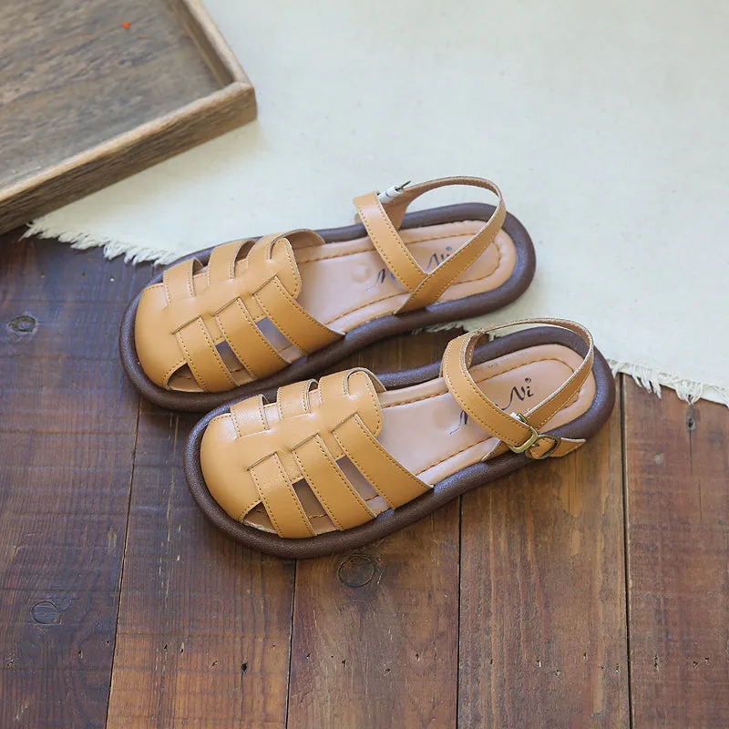 Women Casual Handcraft Plaited Leather Flat Summer Sandals