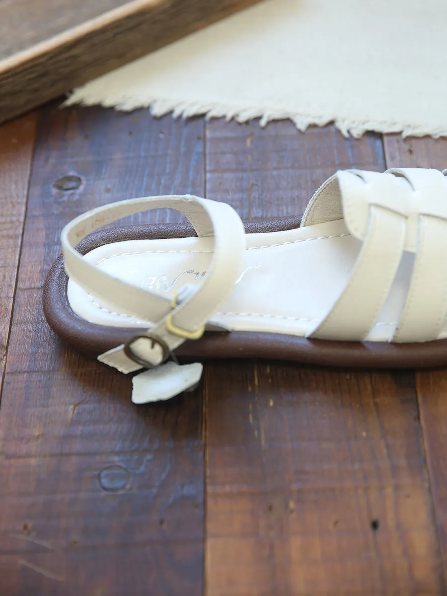 Women Casual Handcraft Plaited Leather Flat Summer Sandals