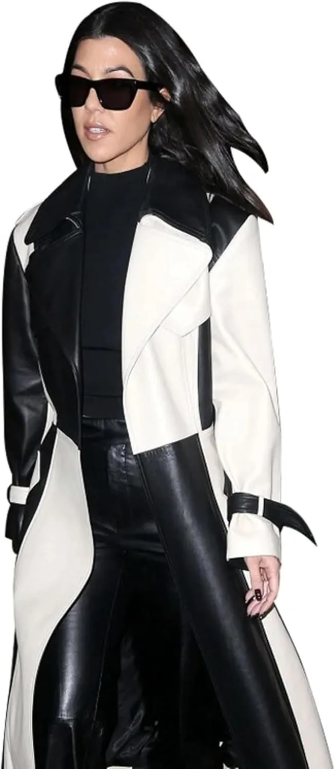 Women Designer Black Trench Leather Long Coat Over Coat