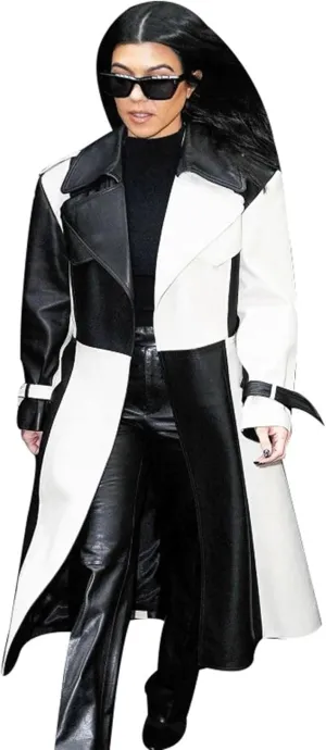 Women Designer Black Trench Leather Long Coat Over Coat