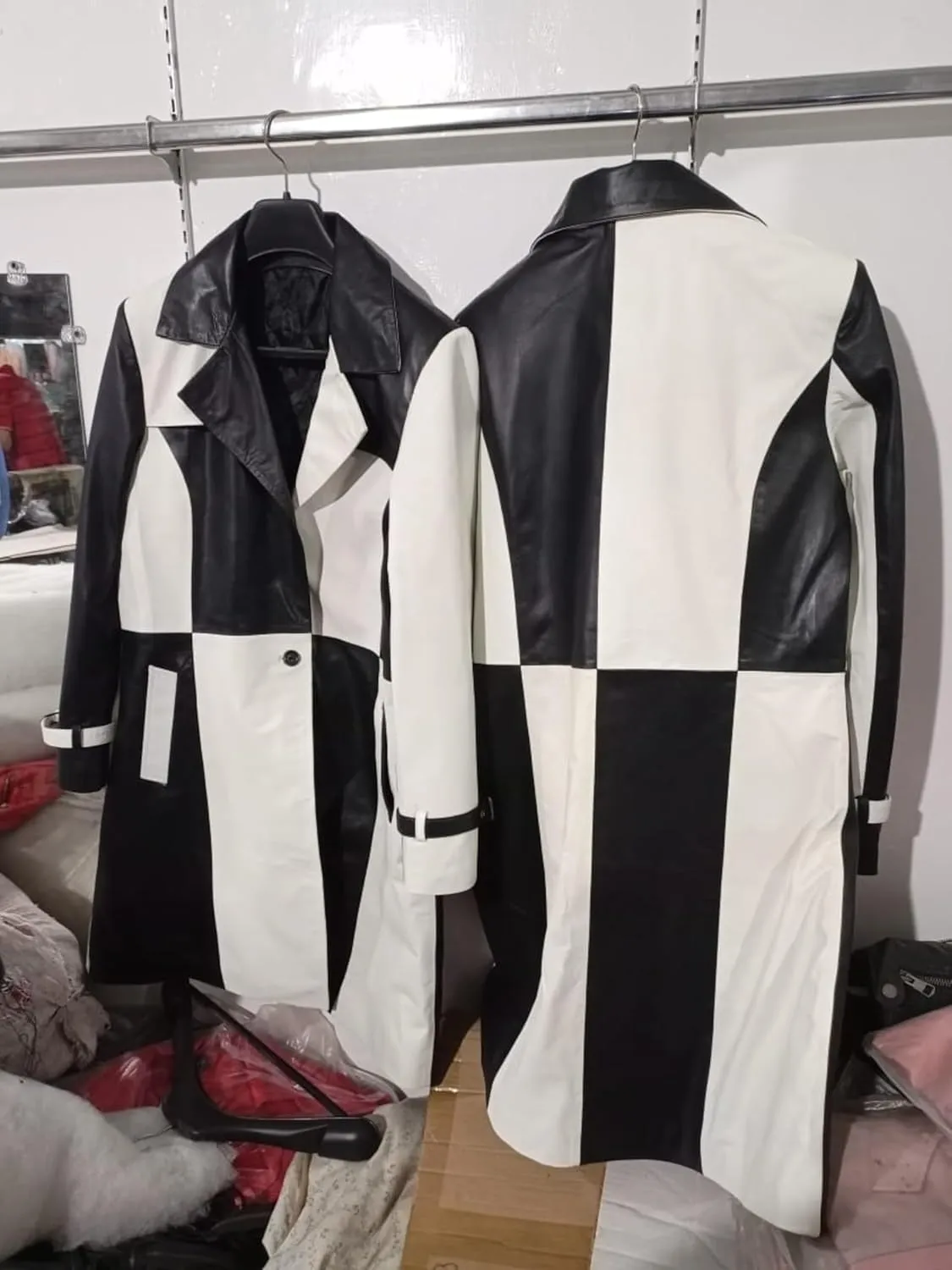 Women Designer Black Trench Leather Long Coat Over Coat