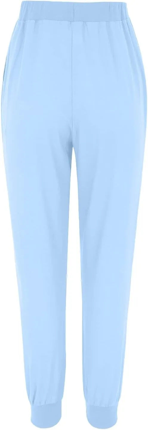 Women Tapered Pant Cotton Linen Drawstring Elastic Waist Pants Summer Casual Classic Petite Trouser Slacks with Pocket