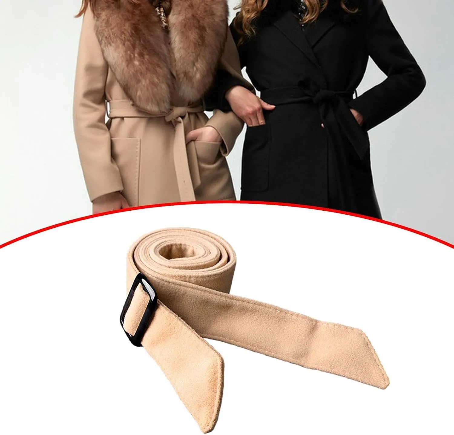 Women Wool Overcoat Waist Belt Comfortable Trench Coat Belt for Street Shopping