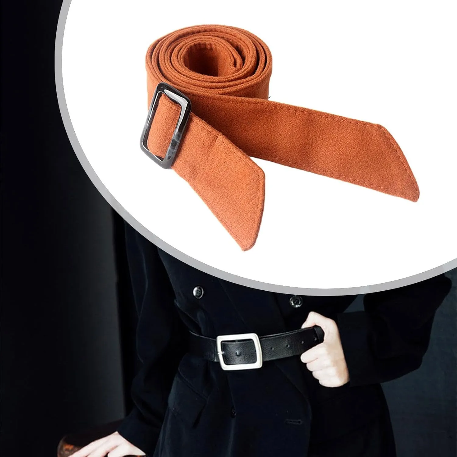 Women Wool Overcoat Waist Belt Comfortable Trench Coat Belt for Street Shopping