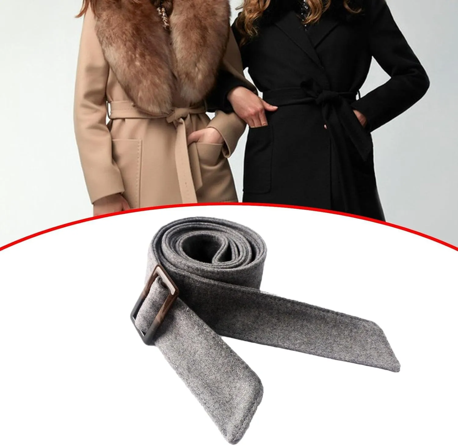 Women Wool Overcoat Waist Belt Comfortable Trench Coat Belt for Street Shopping