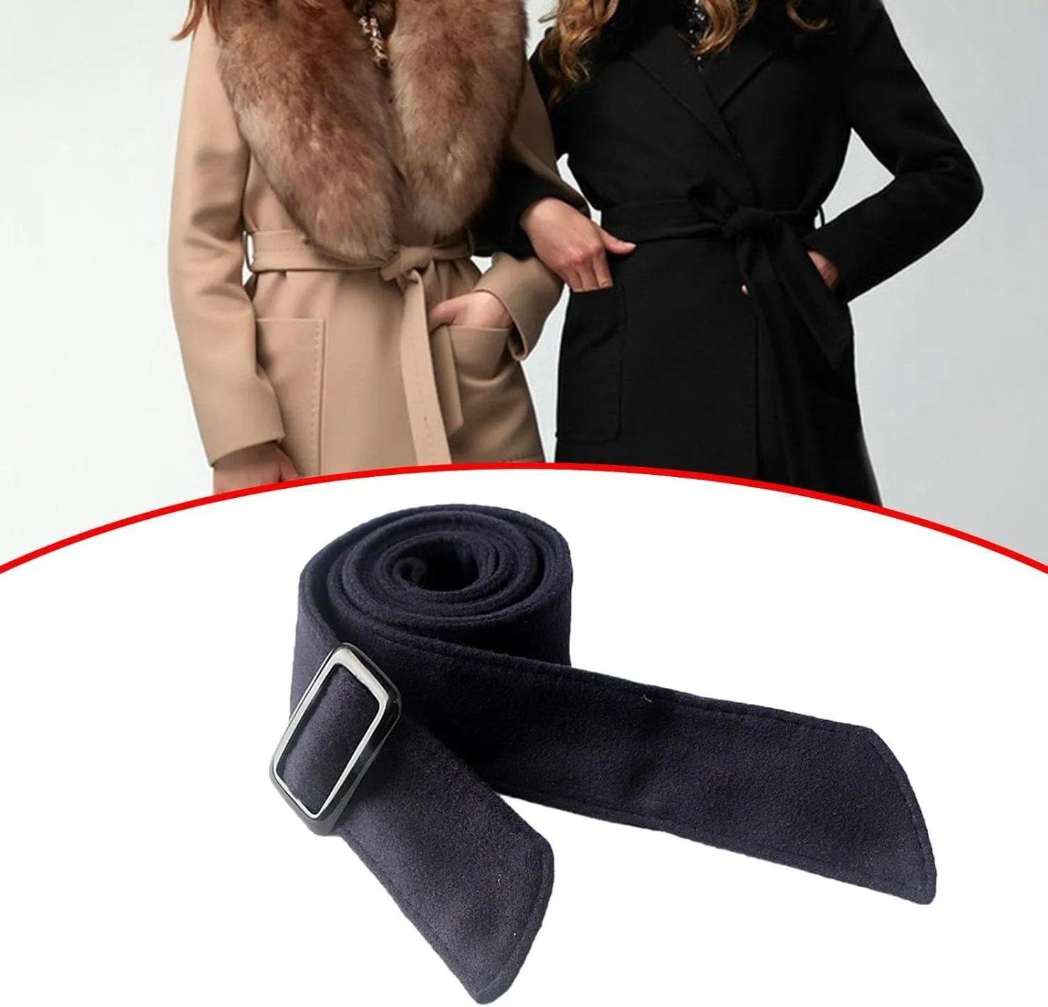 Women Wool Overcoat Waist Belt Comfortable Trench Coat Belt for Street Shopping