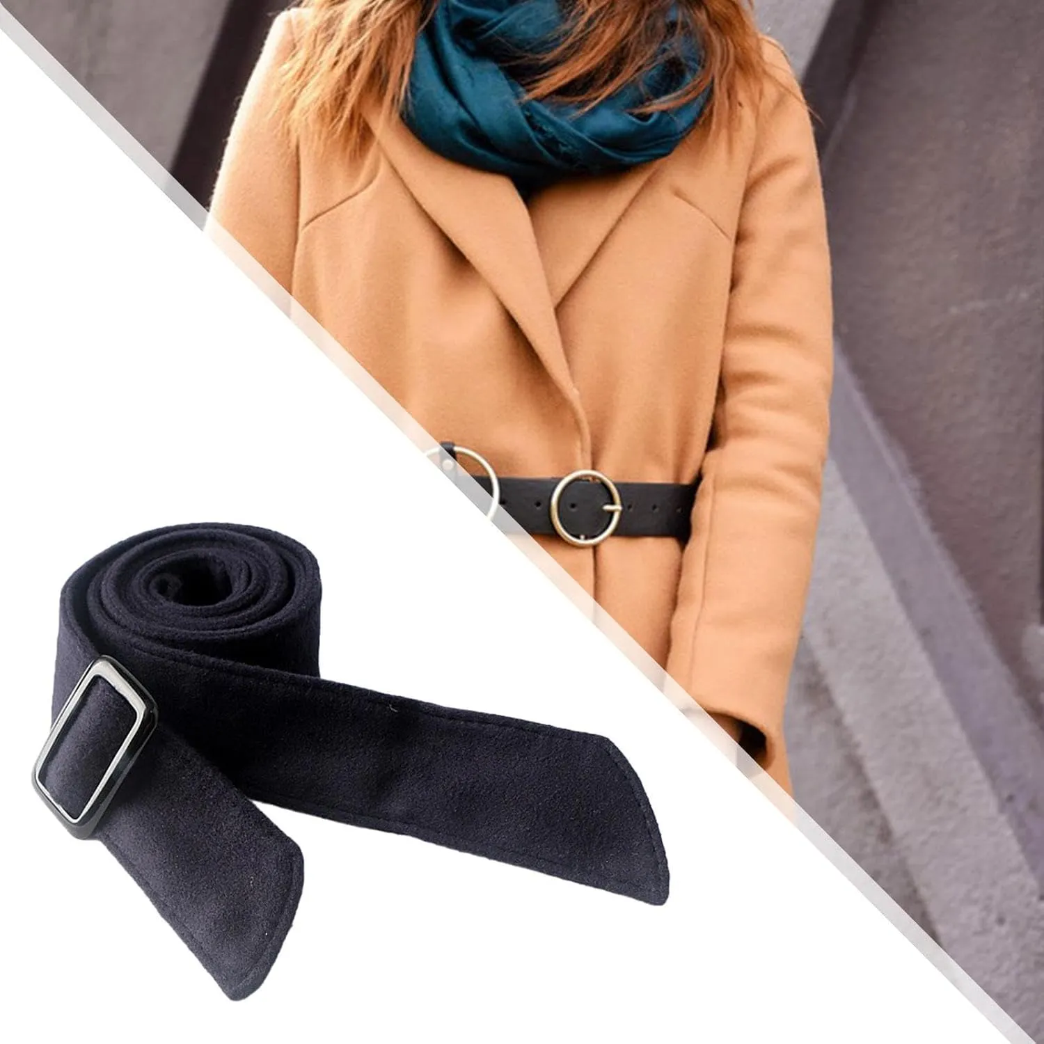 Women Wool Overcoat Waist Belt Comfortable Trench Coat Belt for Street Shopping