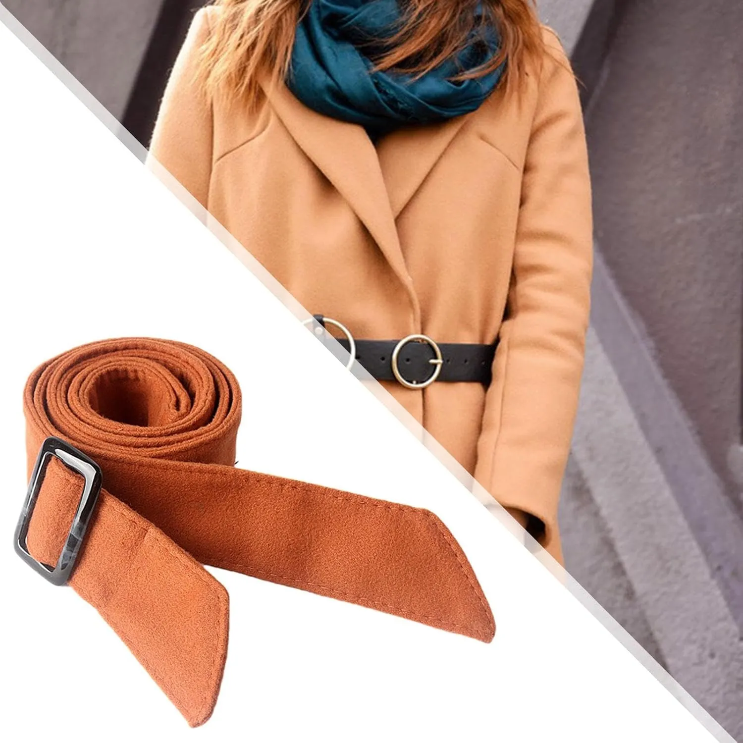 Women Wool Overcoat Waist Belt Comfortable Trench Coat Belt for Street Shopping