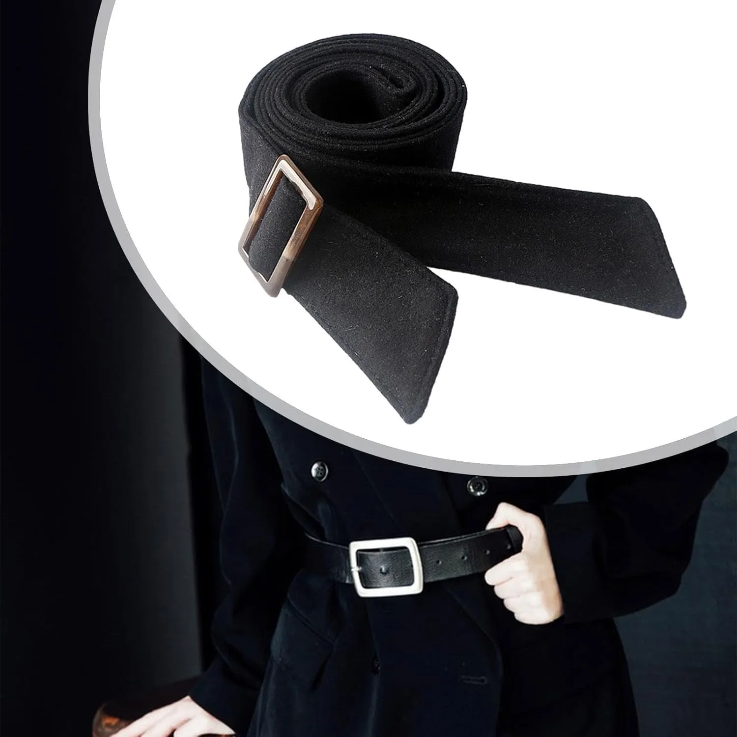 Women Wool Overcoat Waist Belt Comfortable Trench Coat Belt for Street Shopping