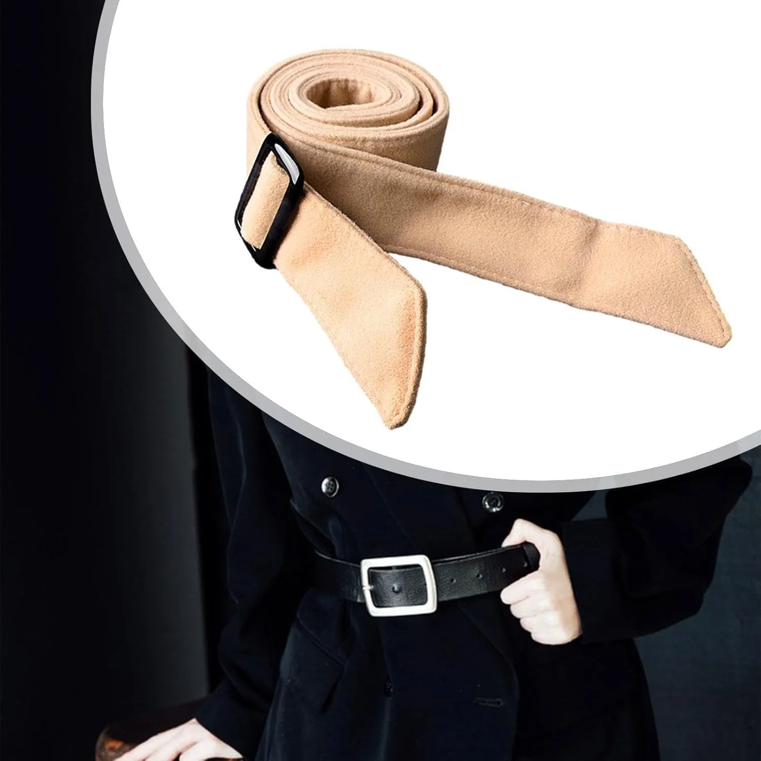 Women Wool Overcoat Waist Belt Comfortable Trench Coat Belt for Street Shopping