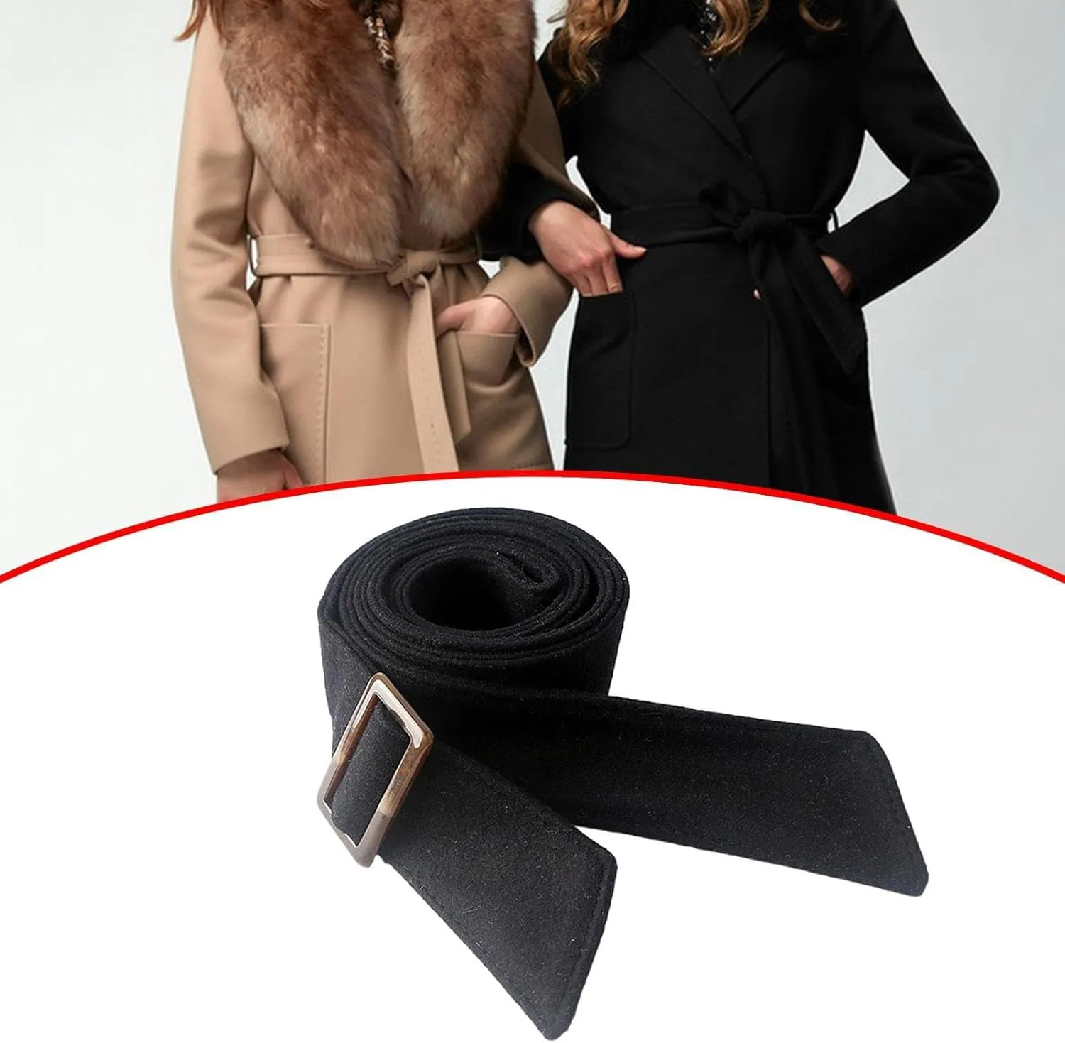 Women Wool Overcoat Waist Belt Comfortable Trench Coat Belt for Street Shopping