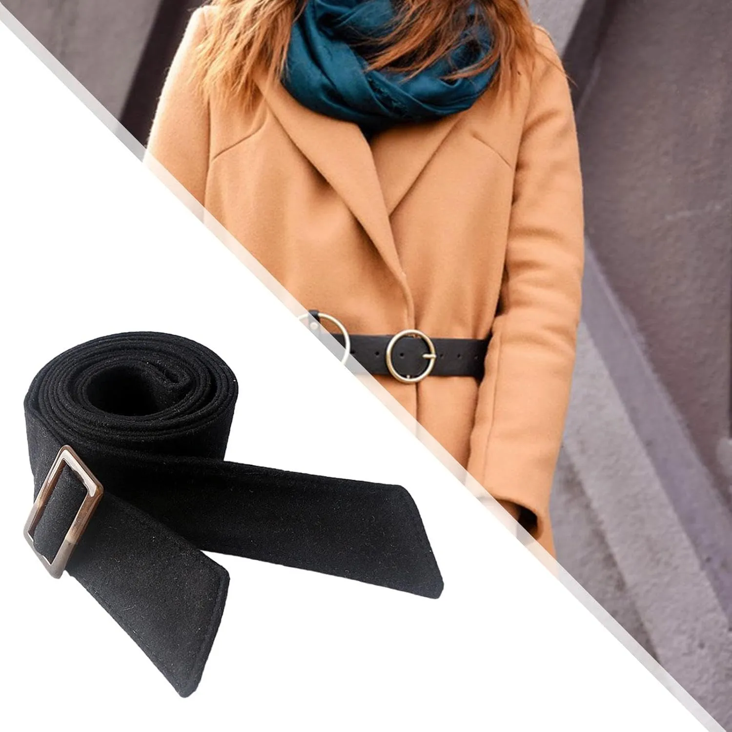 Women Wool Overcoat Waist Belt Comfortable Trench Coat Belt for Street Shopping
