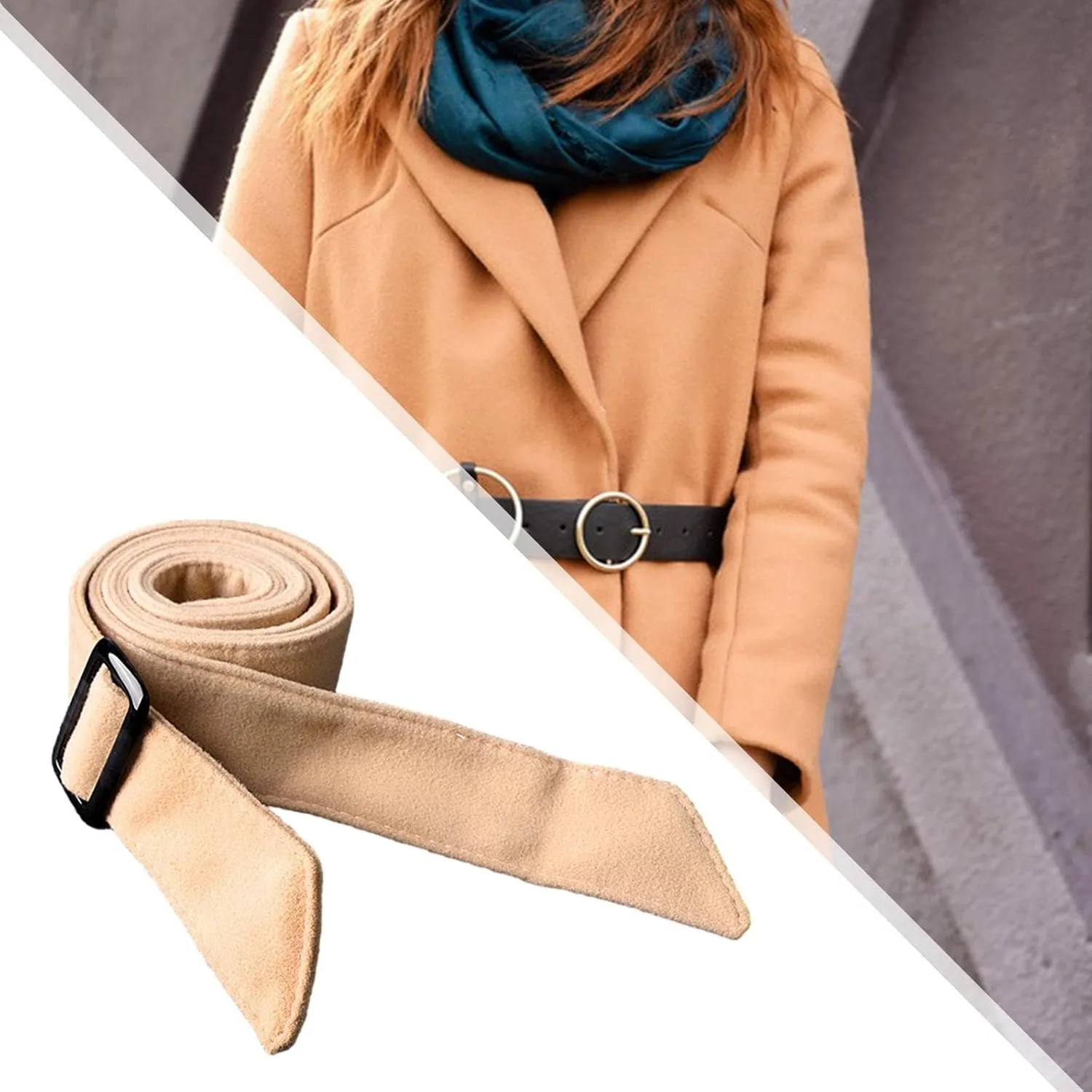 Women Wool Overcoat Waist Belt Comfortable Trench Coat Belt for Street Shopping