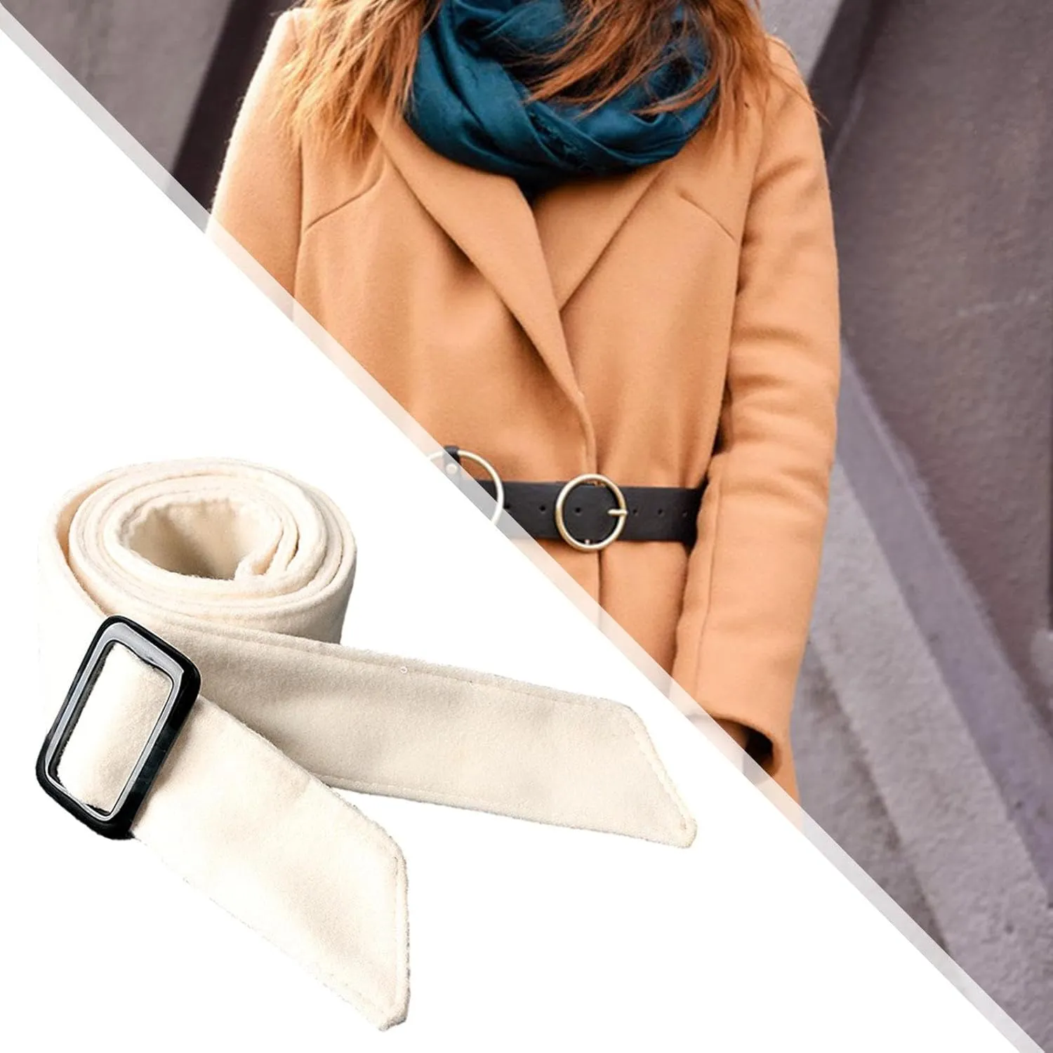 Women Wool Overcoat Waist Belt Comfortable Trench Coat Belt for Street Shopping