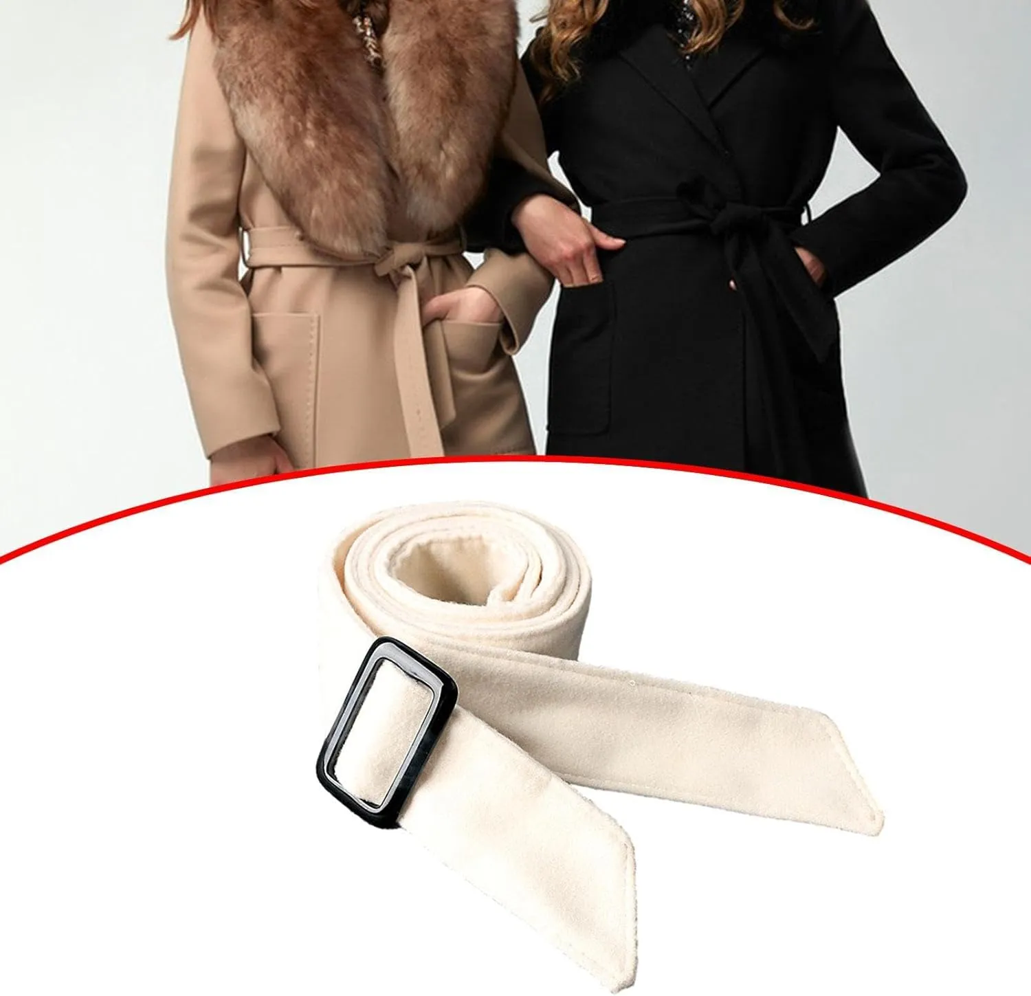 Women Wool Overcoat Waist Belt Comfortable Trench Coat Belt for Street Shopping