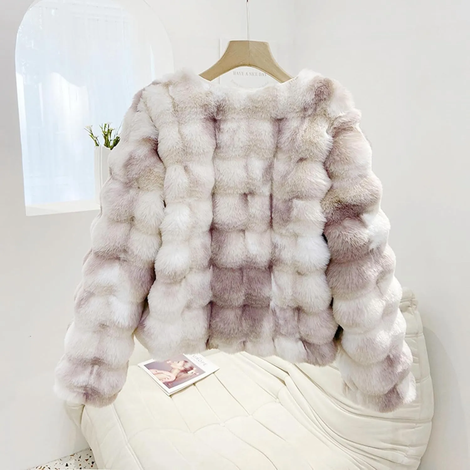 Women's 2024 Winter Coats Fleece Cropped Fuzzy Jacket Long Sleeve Pockets Shaggy Warm Outerwear Soft Clothes