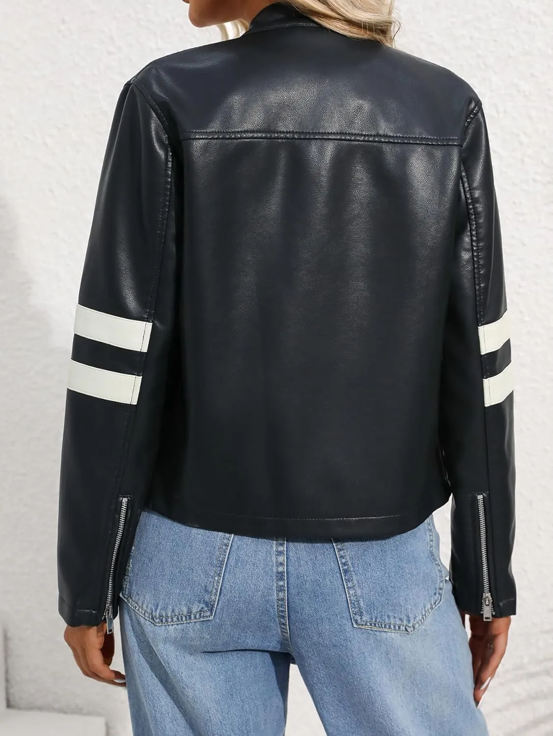 Women's Black Faux Leather Jacket - Stylish and Durable Outerwear for Everyday Wea