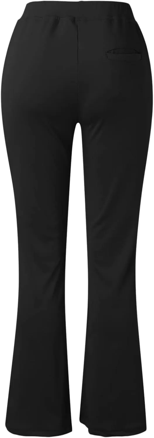 Womens Bootcut Dress Pants Business Casual Work Pants with Pockets High Waist Stretchy Trousers Pull On Office Slacks