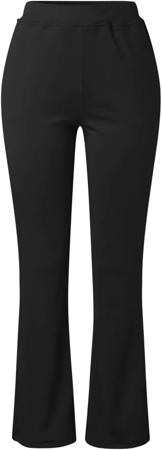 Womens Bootcut Dress Pants Business Casual Work Pants with Pockets High Waist Stretchy Trousers Pull On Office Slacks