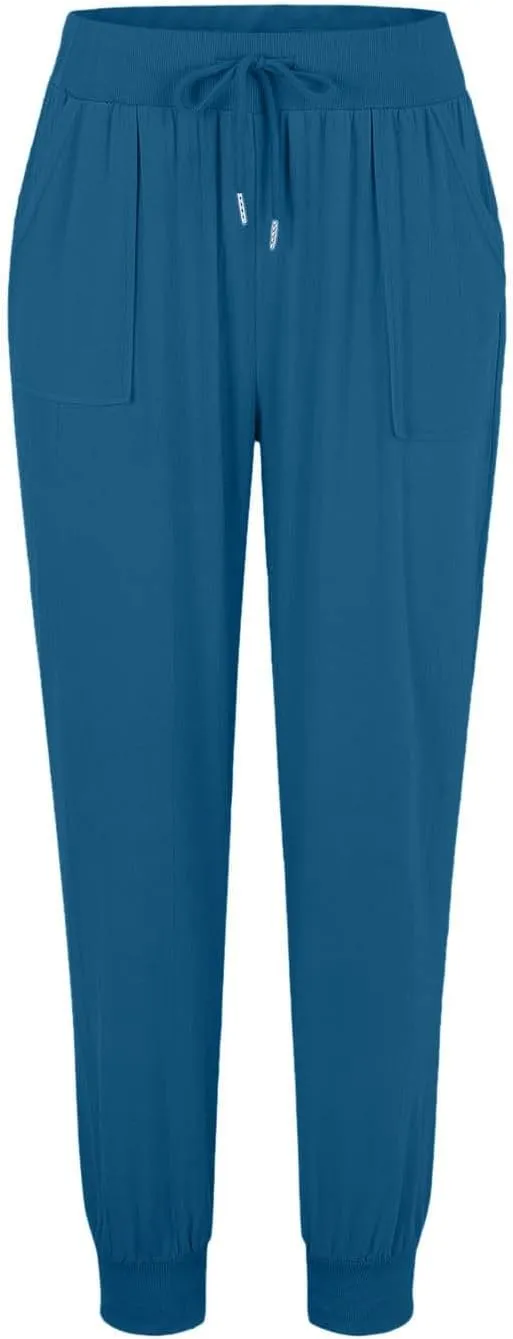 Womens Casual Linen Pants High Waist Drawstring Summer Loose Fit Pants Straight Leg Trousers with Pockets