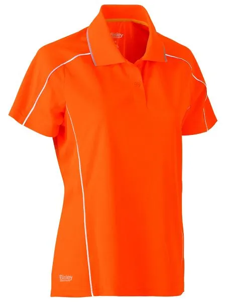 Women's Cool Mesh Polo With Reflective Piping - Short Sleeve