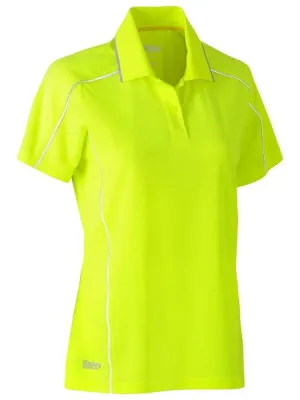 Women's Cool Mesh Polo With Reflective Piping - Short Sleeve