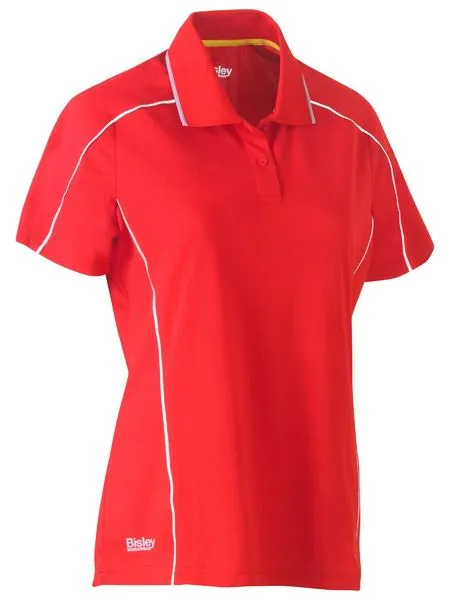 Women's Cool Mesh Polo With Reflective Piping - Short Sleeve
