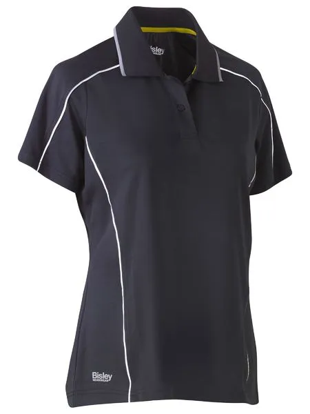 Women's Cool Mesh Polo With Reflective Piping - Short Sleeve