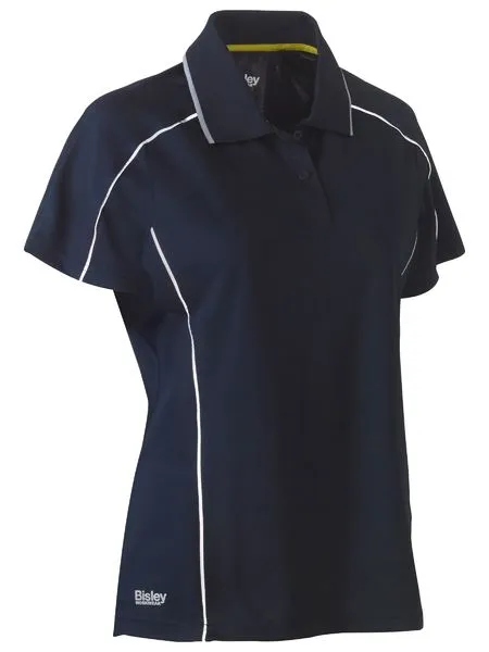 Women's Cool Mesh Polo With Reflective Piping - Short Sleeve