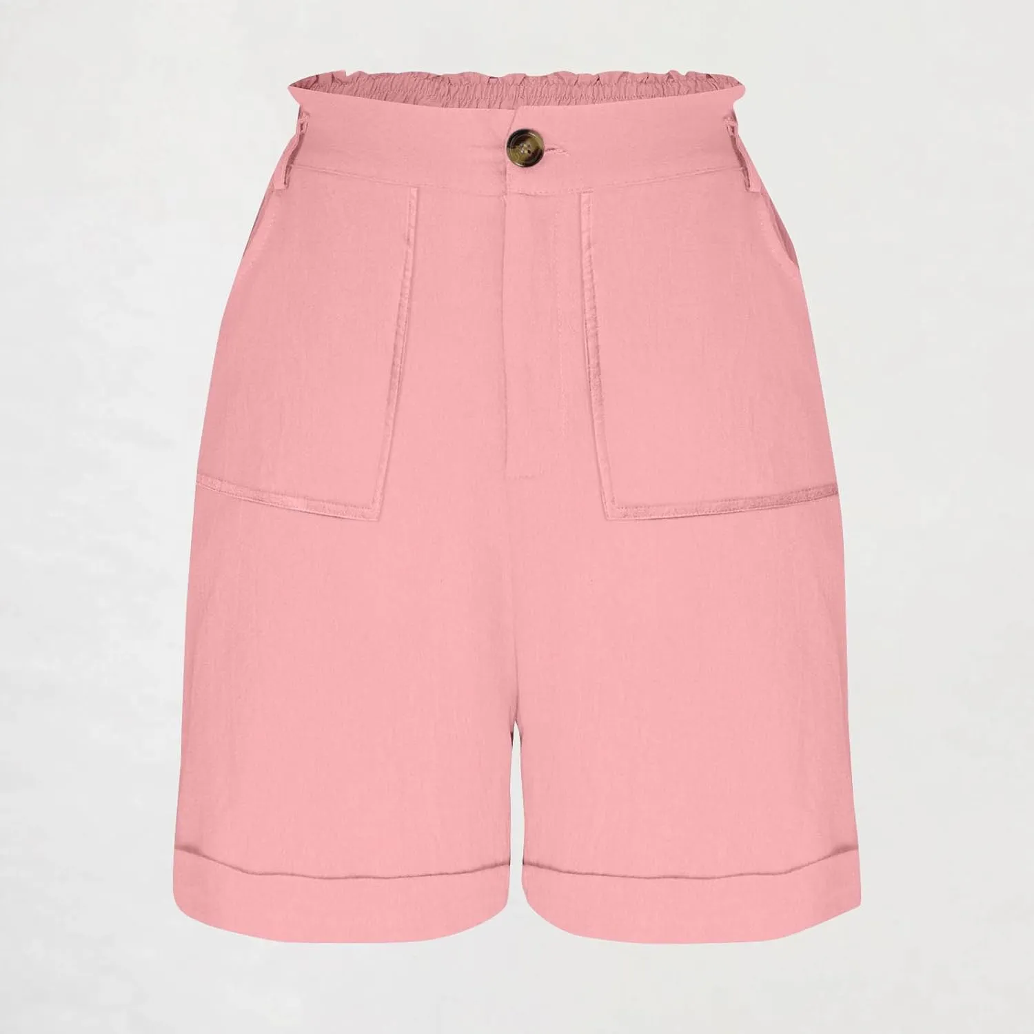 Women's High Waisted Shorts with Pockets Casual Button Loose Fit Pants 2025 Trendy Elastic Waist Beach Lounge Bottoms