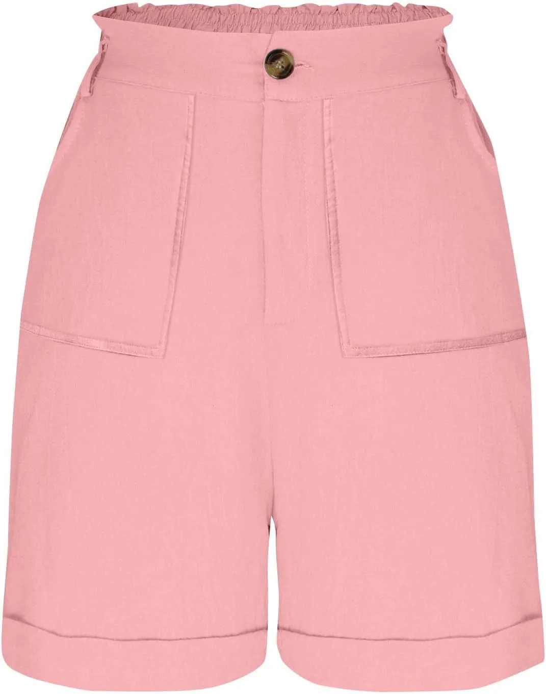 Women's High Waisted Shorts with Pockets Casual Button Loose Fit Pants 2025 Trendy Elastic Waist Beach Lounge Bottoms