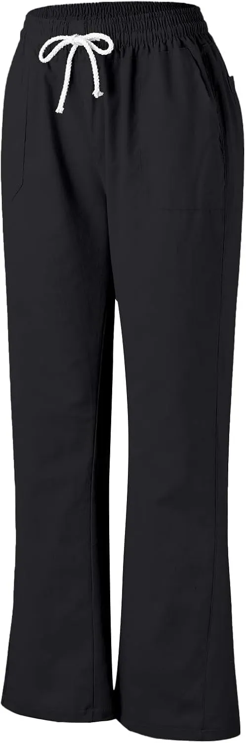 Womens Linen Pants Summer Drawstring Waist Wide Leg Pants Loose Lounge Palazzo Trouser Beach Trousers Outfits
