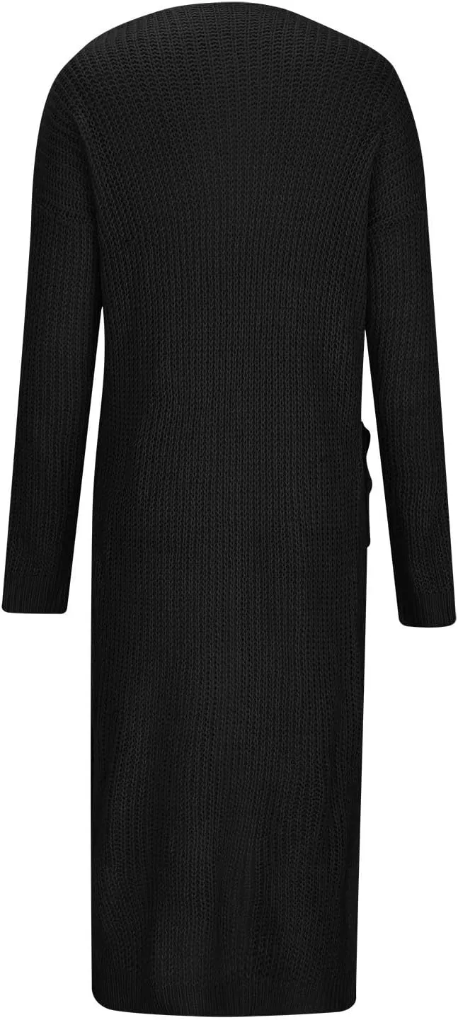 Womens Open Front Long Cardigans Lightweight Trench Coats Clothes Duster Sweater Outerwear 2023 Fall Jacket Coats