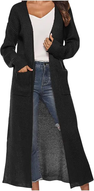 Womens Open Front Long Cardigans Lightweight Trench Coats Clothes Duster Sweater Outerwear 2023 Fall Jacket Coats