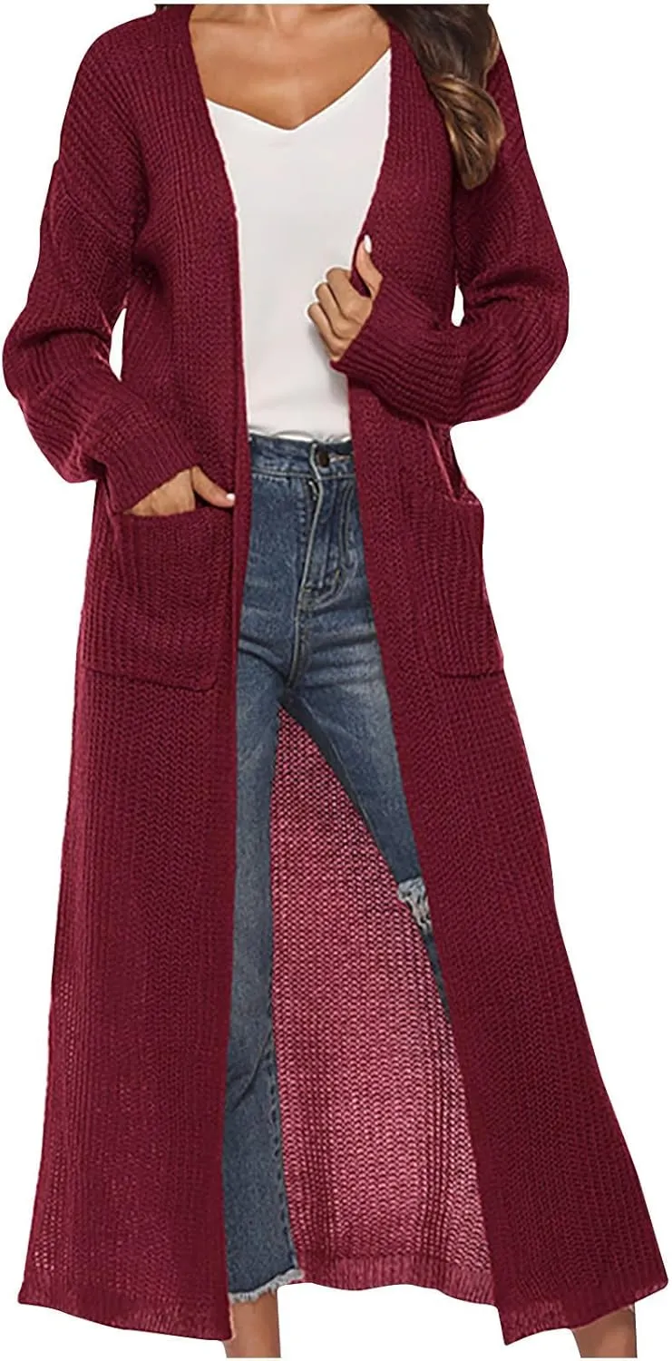 Womens Open Front Long Cardigans Lightweight Trench Coats Clothes Duster Sweater Outerwear 2023 Fall Jacket Coats