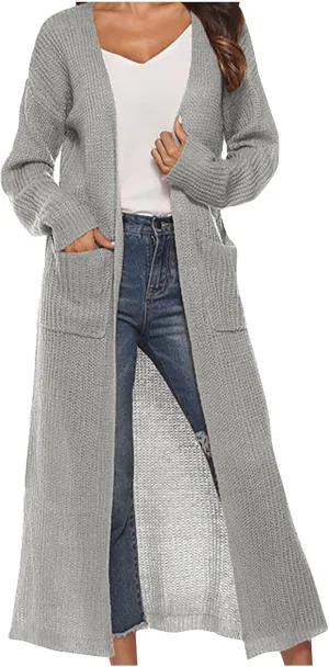 Womens Open Front Long Cardigans Lightweight Trench Coats Clothes Duster Sweater Outerwear 2023 Fall Jacket Coats