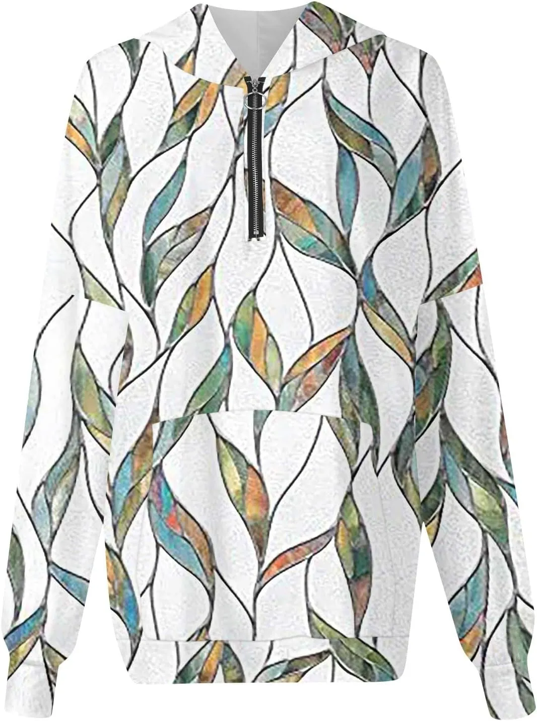 Women's Oversized Hoodies Casual Long Sleeve Color Block Half Zipper Pocket Sweatshirt Pullover Tops Hooded Tops with Pockets