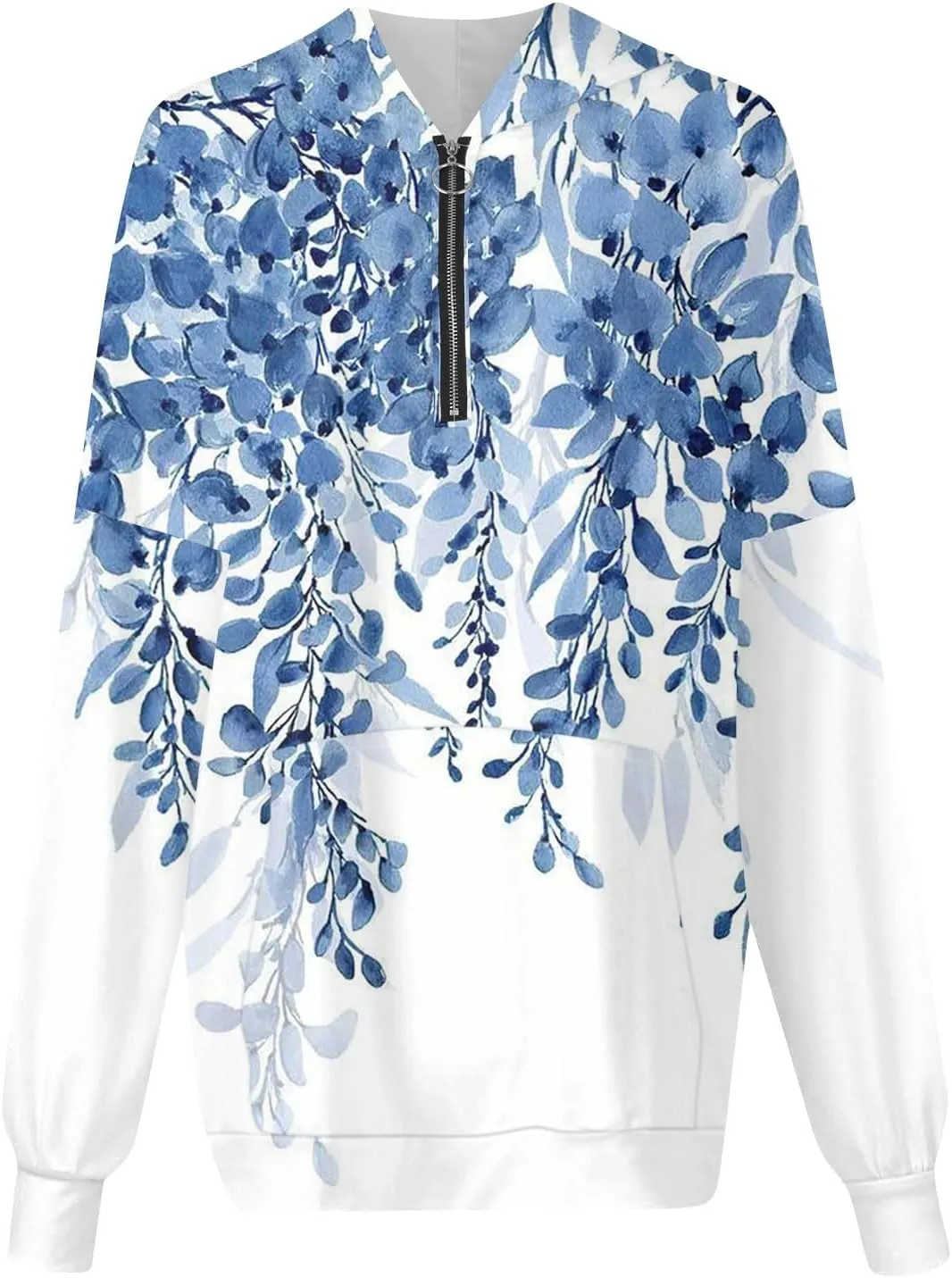 Women's Oversized Hoodies Casual Long Sleeve Color Block Half Zipper Pocket Sweatshirt Pullover Tops Hooded Tops with Pockets