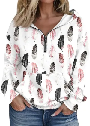 Women's Oversized Hoodies Casual Long Sleeve Color Block Half Zipper Pocket Sweatshirt Pullover Tops Hooded Tops with Pockets