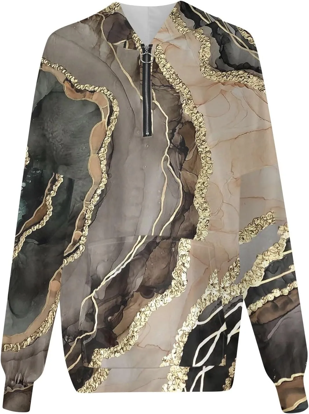 Women's Oversized Hoodies Casual Long Sleeve Color Block Half Zipper Pocket Sweatshirt Pullover Tops Hooded Tops with Pockets