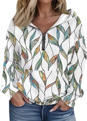 Women's Oversized Hoodies Casual Long Sleeve Color Block Half Zipper Pocket Sweatshirt Pullover Tops Hooded Tops with Pockets