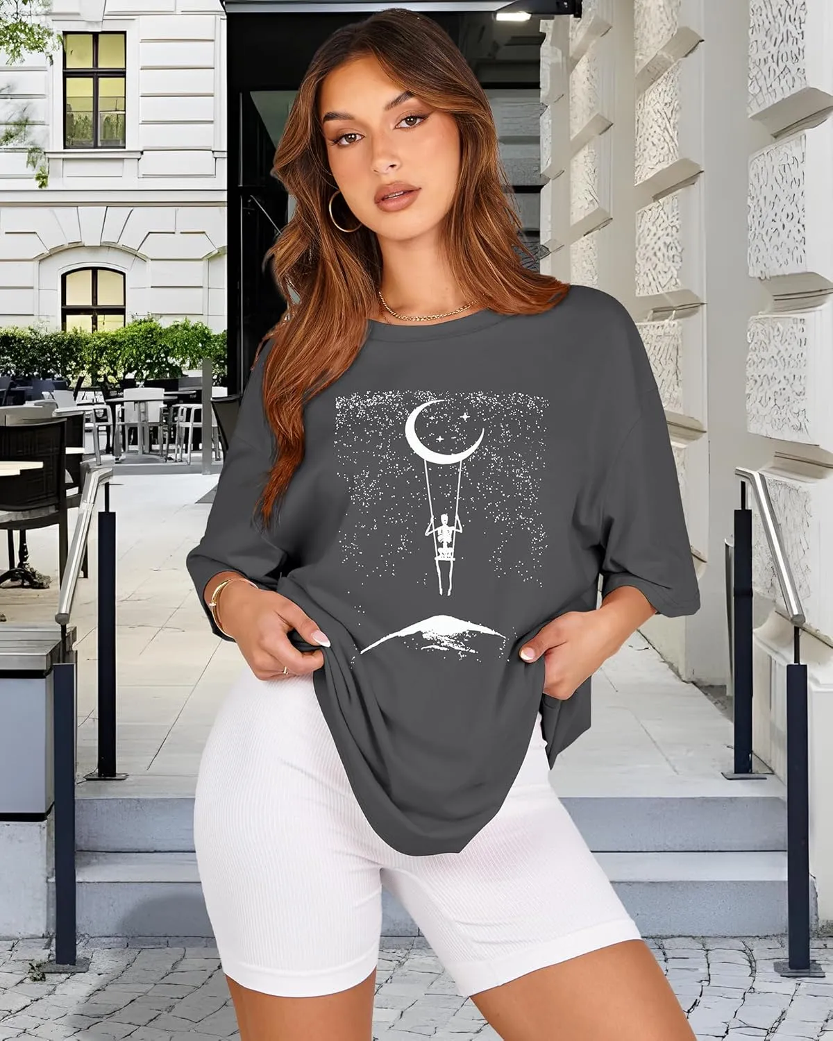 Womens Oversized Tshirt Graphic Tees Crew Neck Summer Short Sleeve Loose Fit Tops