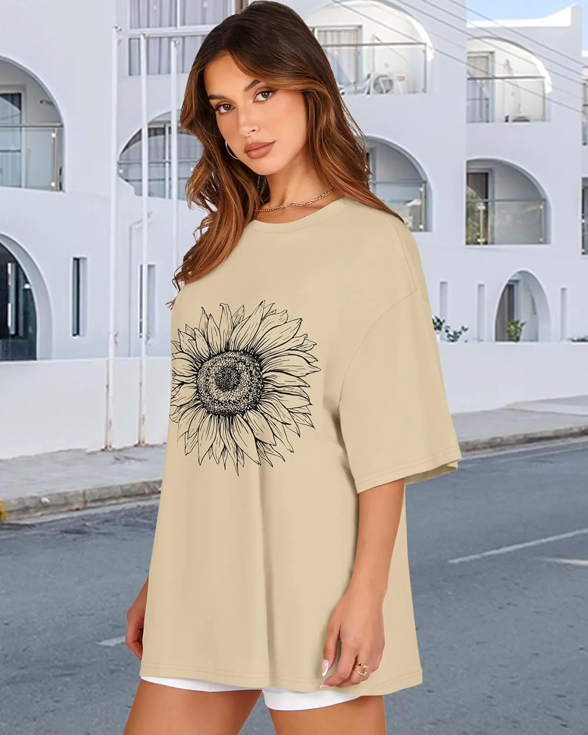 Womens Oversized Tshirt Graphic Tees Crew Neck Summer Short Sleeve Loose Fit Tops