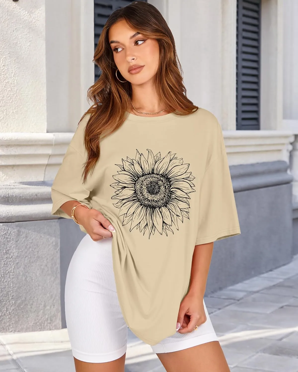Womens Oversized Tshirt Graphic Tees Crew Neck Summer Short Sleeve Loose Fit Tops
