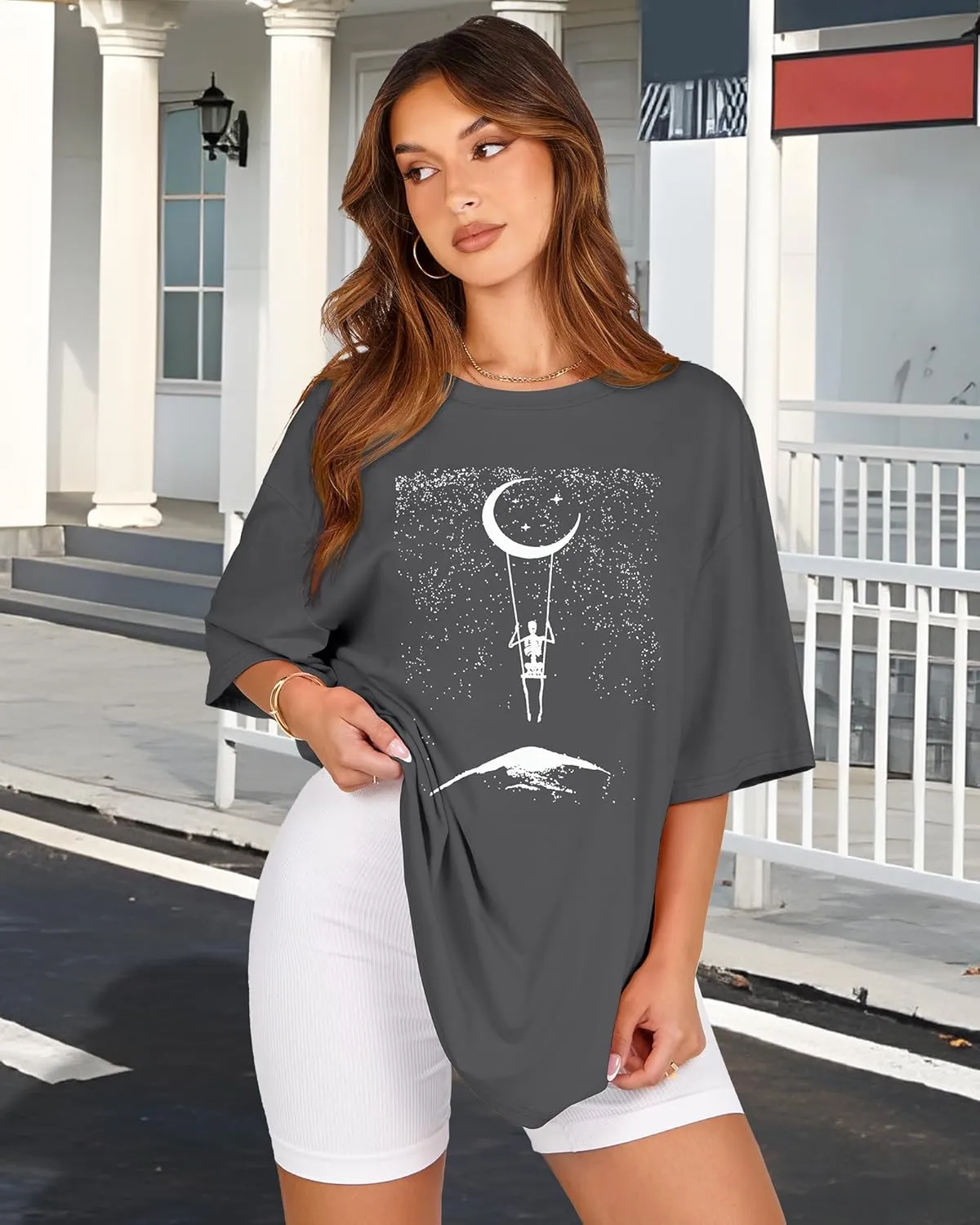 Womens Oversized Tshirt Graphic Tees Crew Neck Summer Short Sleeve Loose Fit Tops