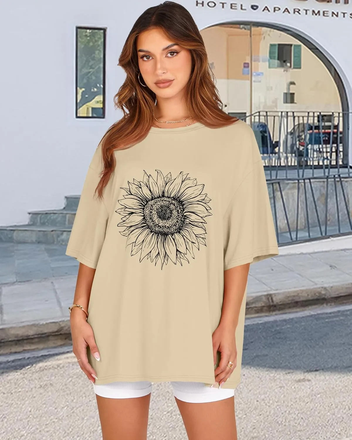 Womens Oversized Tshirt Graphic Tees Crew Neck Summer Short Sleeve Loose Fit Tops